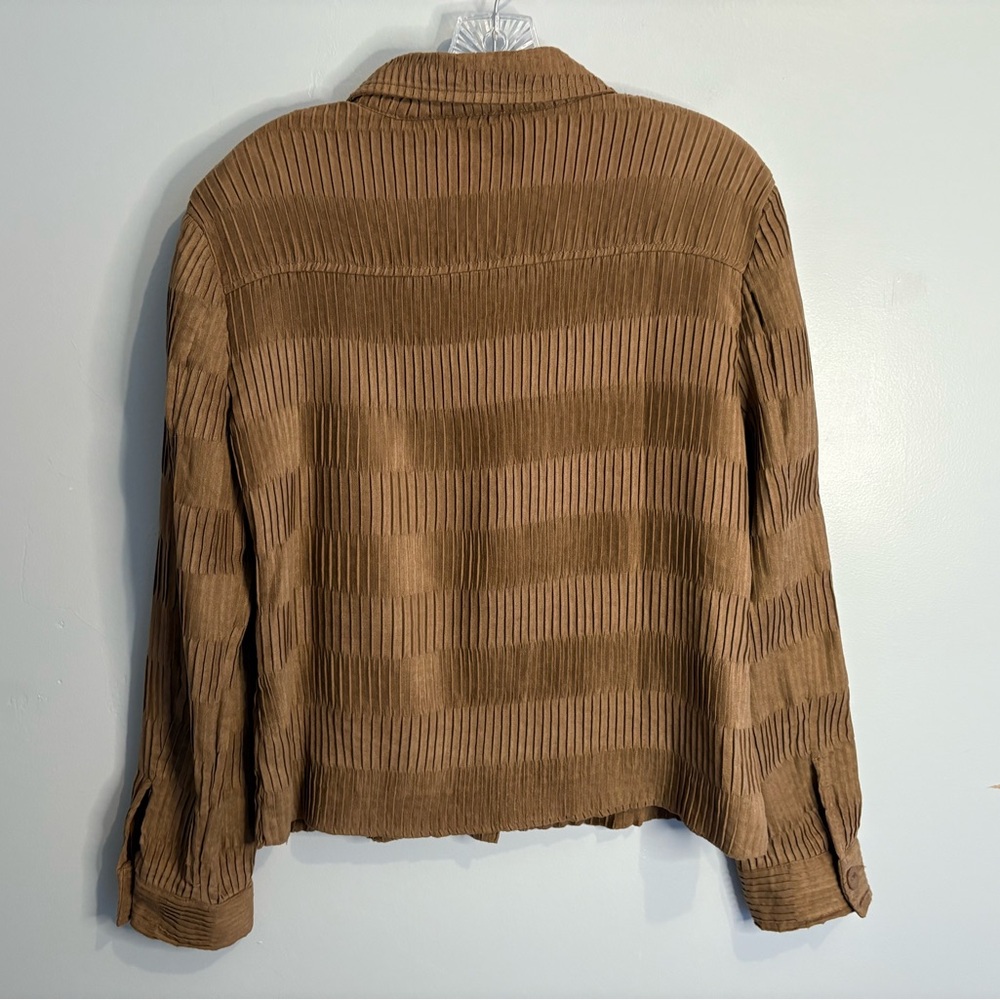 Toni Morgan Medium Chocolate Brown Jacket Button Down Pleated Collared Patterned - Picture 10 of 16